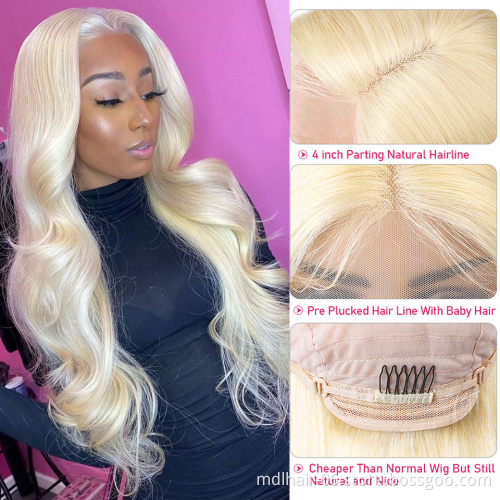 Wholesale Raw Virgin Cuticle Aligned Brazilian Blonde Lace Frontal Wig Human Hair 613 transparent Lace Front Wigs With Baby Hair